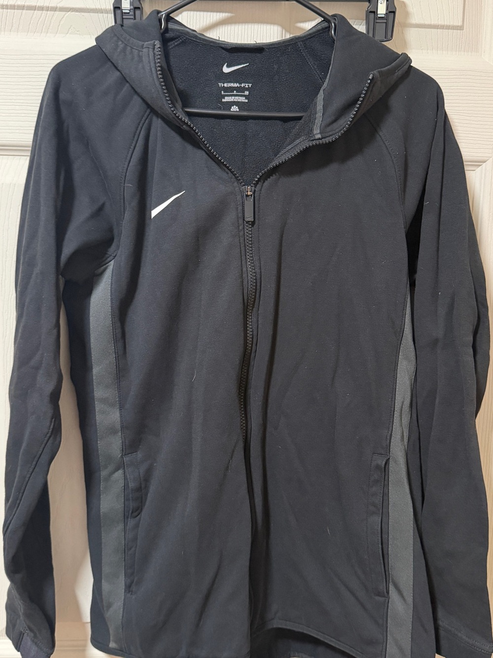 Nike Black Hooded Performance Jacket with Gray Panels